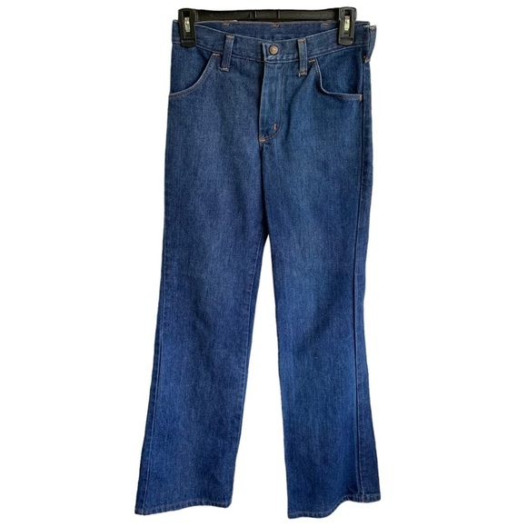 Vintage Wrangler Bell Bottom Blue Jeans 70s Embroidered U Turkey Women’a 27” - Picture 4 of 12